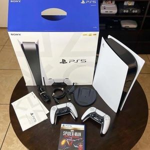 PS5 New Gen console + SpiderMan Game, 2 Controllers, HDMI and Power Cables.